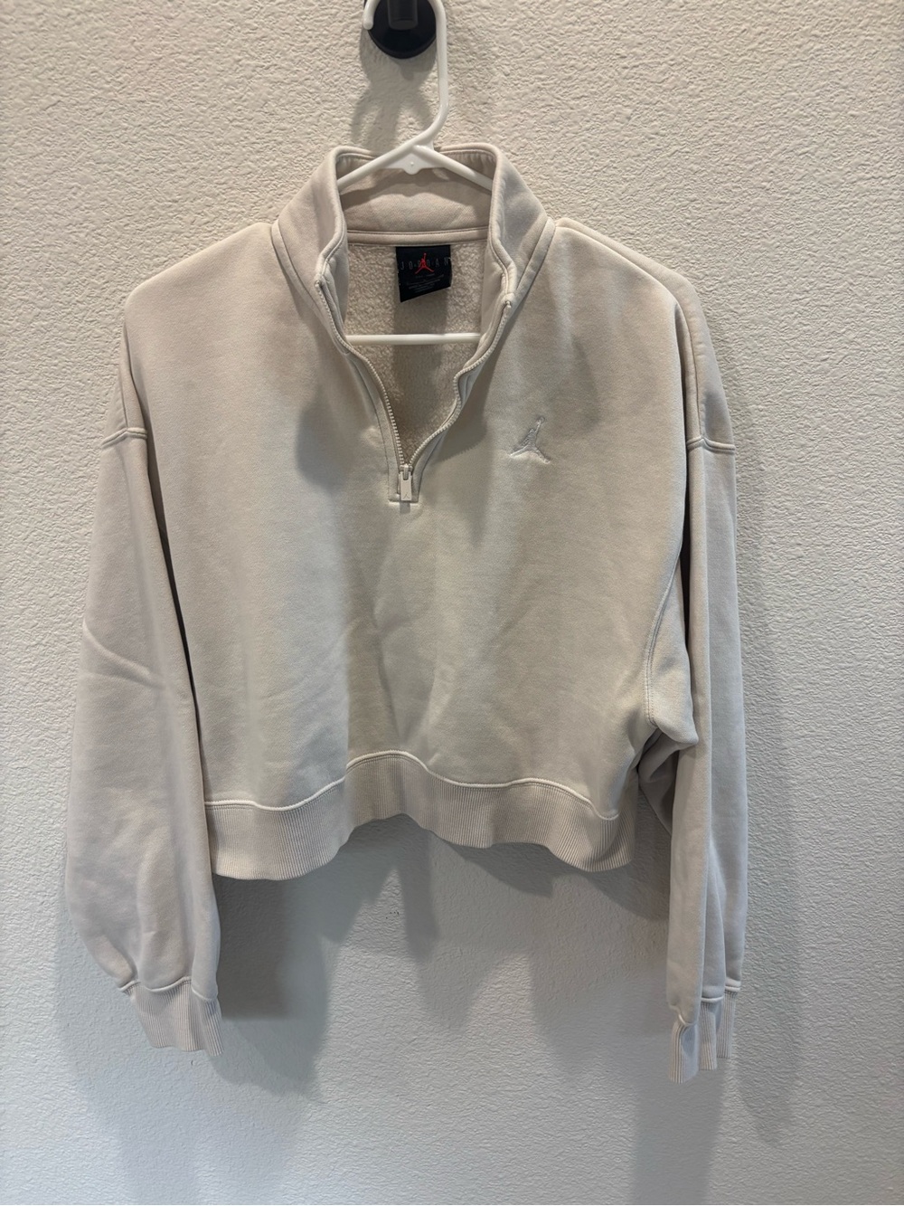 Jordan Women's Cream Cropped Quarter-Zip Pullover